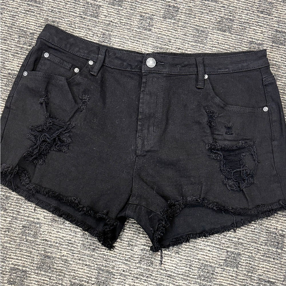 Almost Famous Black Distressed Jean Shorts
